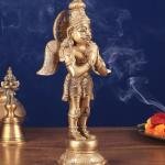 Brass Standing Garuda Idol | 12" x 7" x 3.5" (30.5 x 17.8 x 8.9 cm) | 3 kg Divine Vehicle Art | Premium Sacred Protection Murti